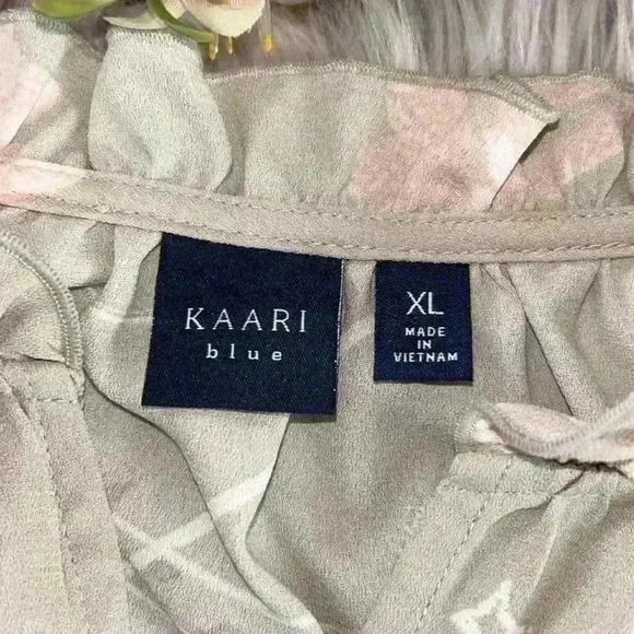 Kaari Blue Whimsical Long Sleeve Ruffle Flowy Tunic, XL - Picture 7 of 9